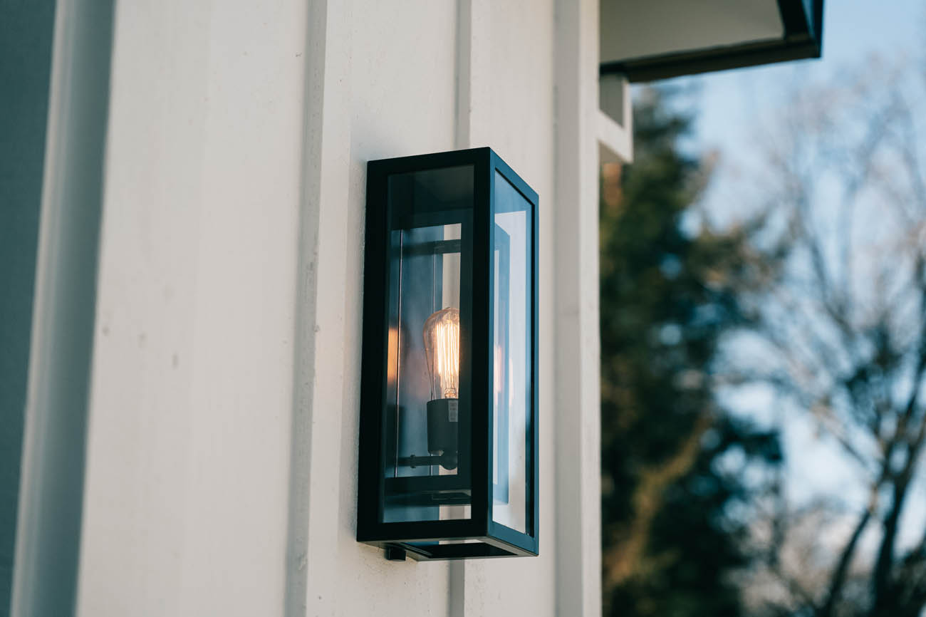 An outdoor light on a converted ADU garage.